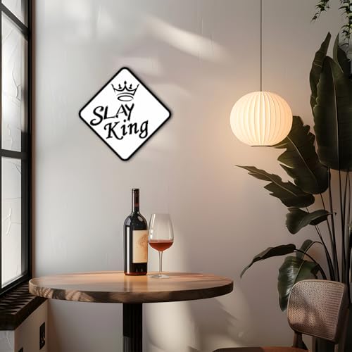 HK Studio Funny Posters, Man Cave Decor, Slay King - Man Cave Decor for Men, Man Cave Sign, Wall Decor for Men