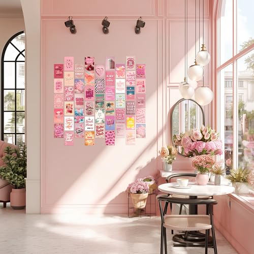 HK Studio Preppy Room Decor - Pink Wall Decor, Preppy Stuff, Unframed 48 Pcs 4" x 6"