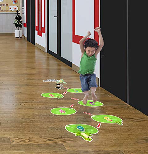Classroom Decor Sensory Path Decals for Floor & Wall - Number Frog Hopscotch Floor Stickers for Boosting Gross Motor Skills