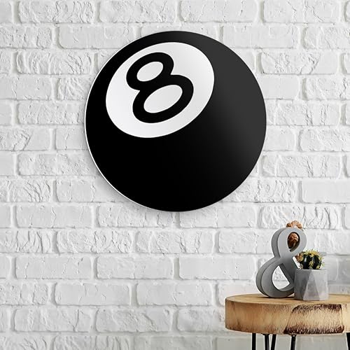 HK Studio Hypebeast Room Decor, Black No.8 Ball Wall Decor, 12"