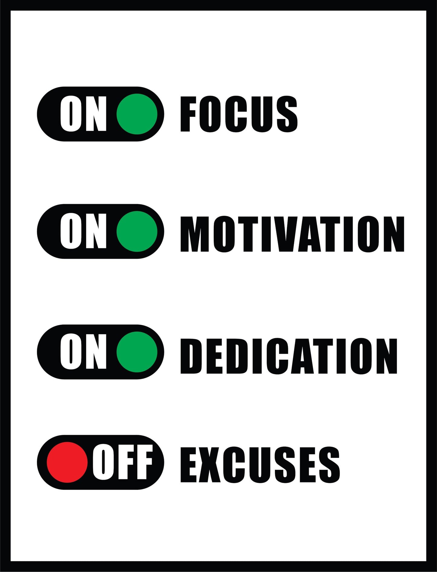 HK Studio Motivational Wall Decor Quote Posters 13" x 17" - Focus Motivation Dedication Not Excuses Inspirational Wall Decor, Office Decor for Women, Dorm Decor, Men Room Decor