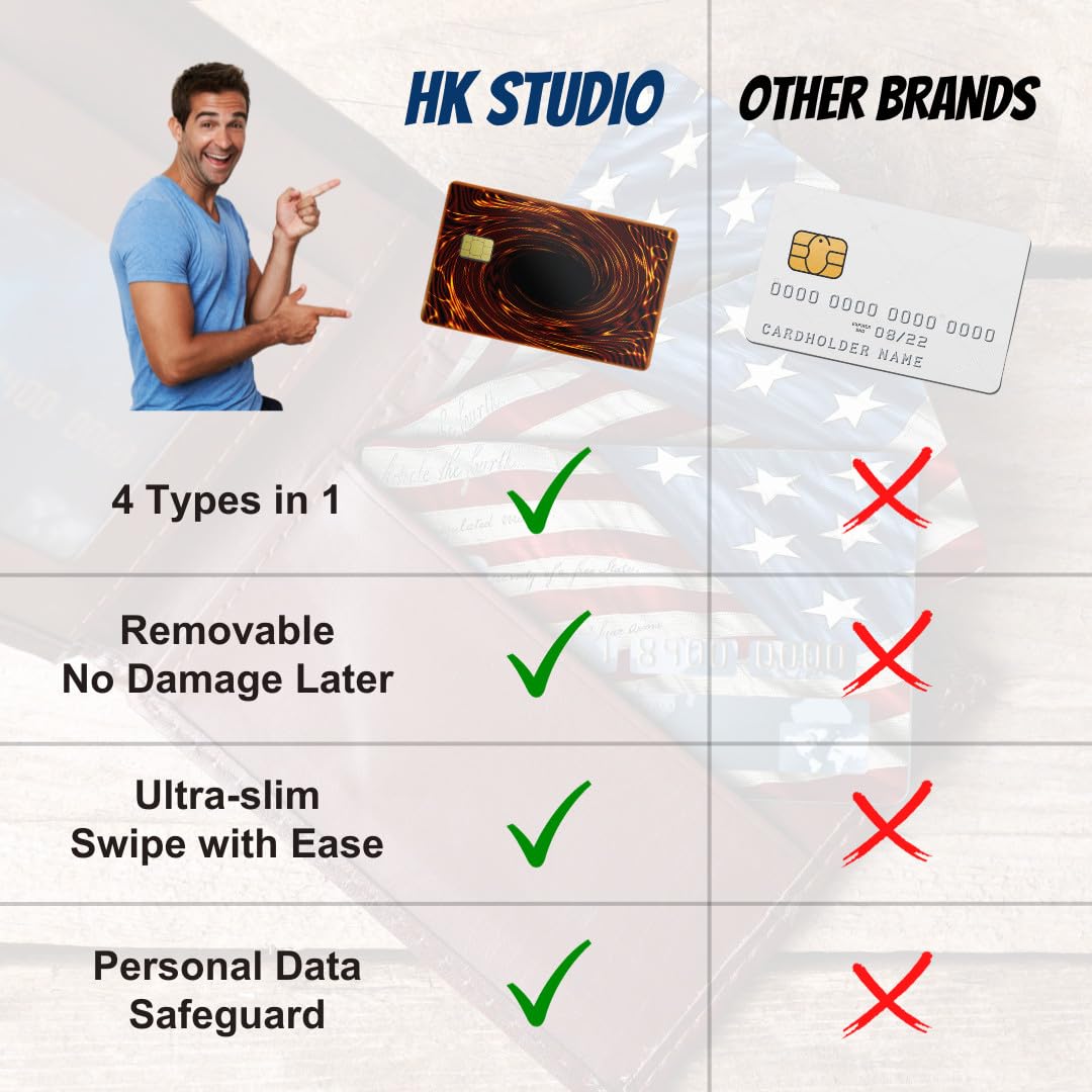 HK Studio Card Skin Sticker Money Funny Meme for EBT, Transportation, Key, Debit, Credit Card Skin - Protecting and Personalizing Bank Card - No Bubble, Slim, Waterproof, Digital-Printed