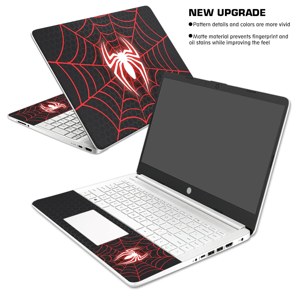 HK Studio Laptop Skin Decal Specific Fit for HP 14" with No Cutting Required, No Bubble, Waterproof, Scratch Resistant, Spider Design - Including Wide Screen and Full Wrist Pad Skin