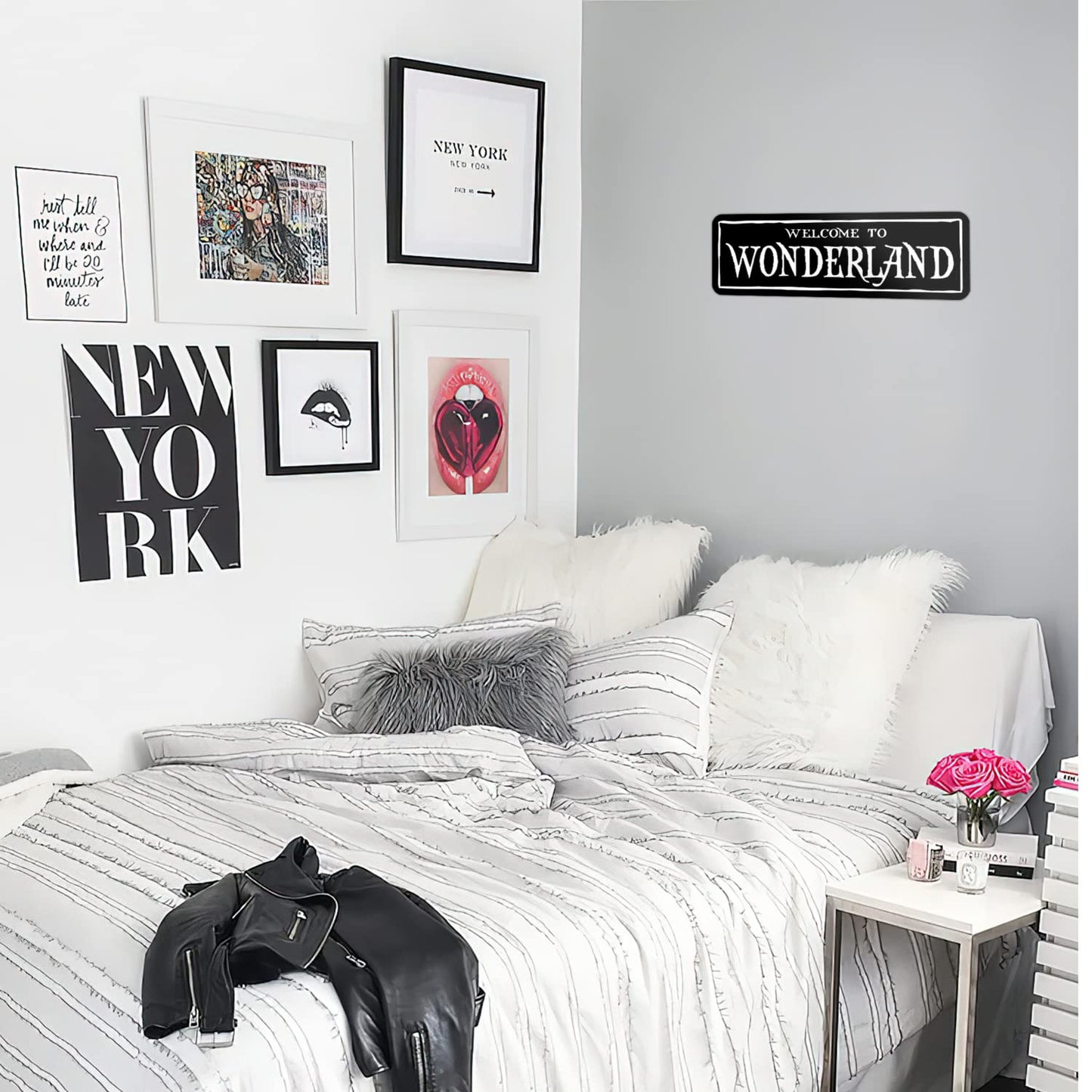 HK Studio Gothic Decor Alice Welcome to Wonderland 5" x 15" - Emo Witch Dark Academia Room Decor Aesthetic