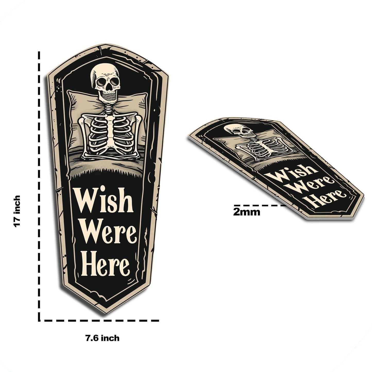 HK Studio Funny Gothic Decor Horror Posters 13" x 17" - Coffin Wish Were Here Halloween Decor, Dorm Decor, Gothic Home Decor, Funky Decor