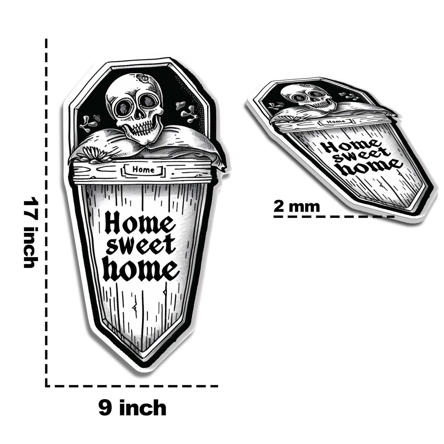 HK Studio Funny Gothic Decor Horror Posters 9" x 17" - Coffin Home Sweet Home Halloween Decor, Dorm Decor, Gothic Home Decor, Funky Decor