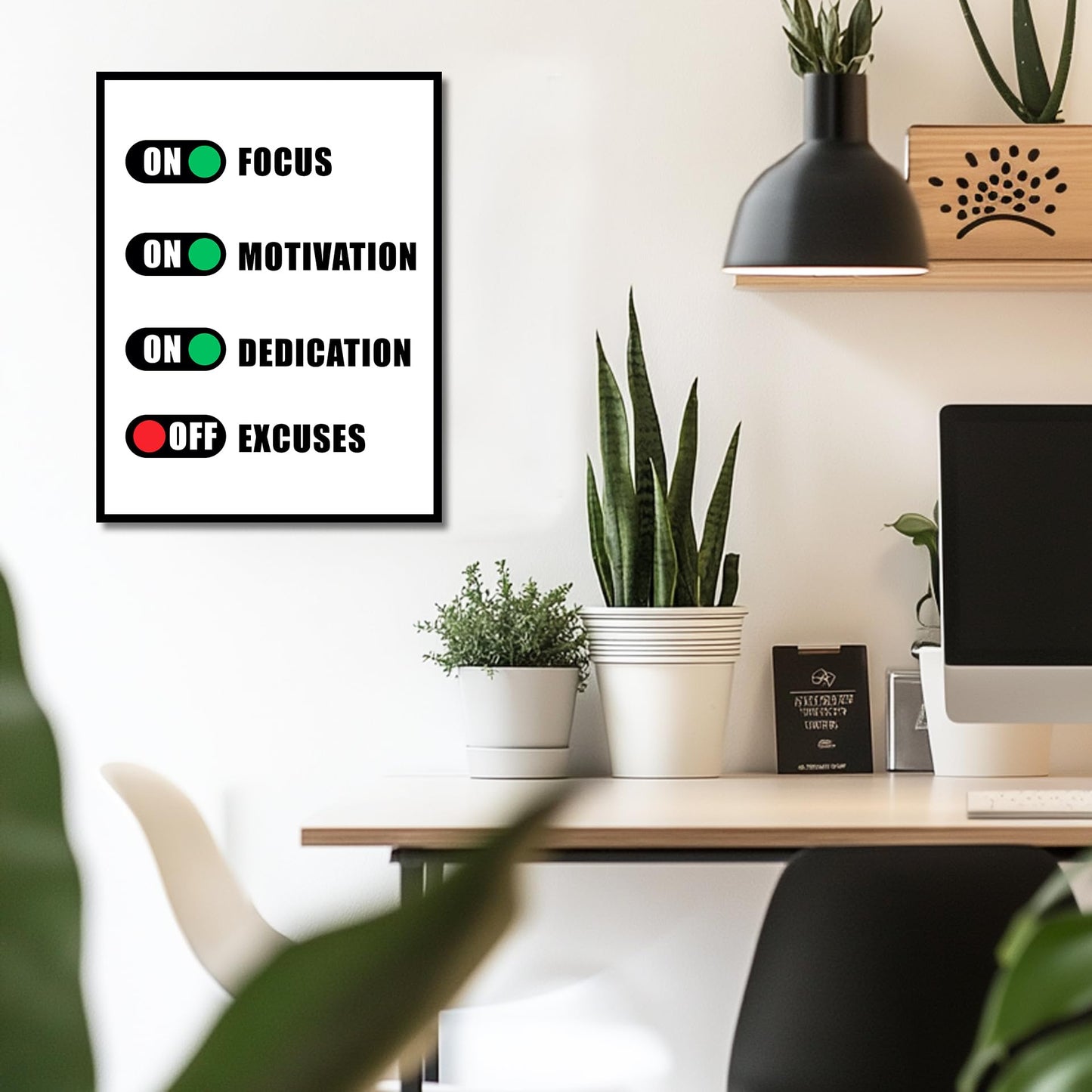 HK Studio Motivational Wall Decor Quote Posters 13" x 17" - Focus Motivation Dedication Not Excuses Inspirational Wall Decor, Office Decor for Women, Dorm Decor, Men Room Decor