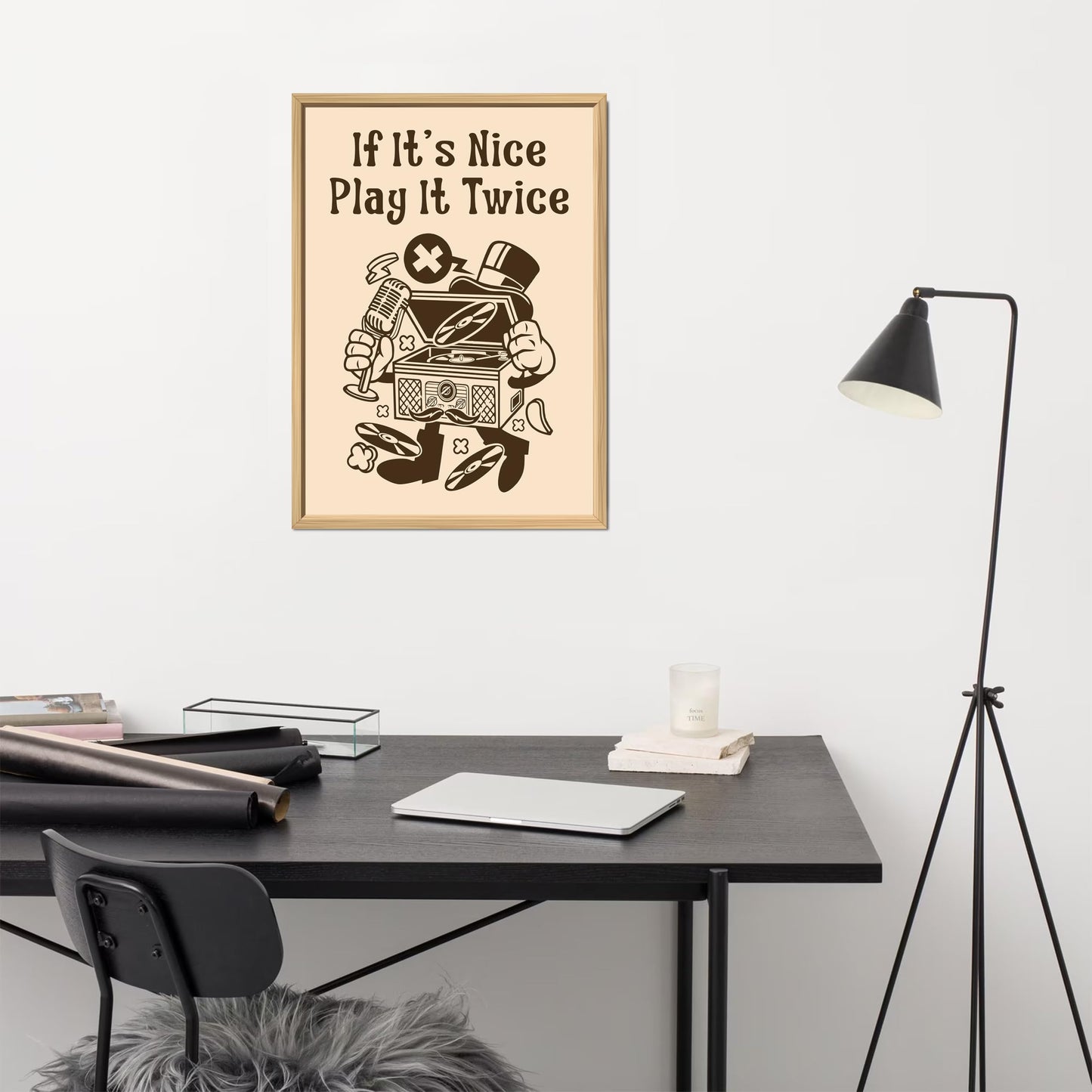 HK Studio Music Poster Vintage Room Decor 13" x 17" - If It's Nice Play It Twice for Dorm Decor, Teen Room Decor, Cozy Room Decor