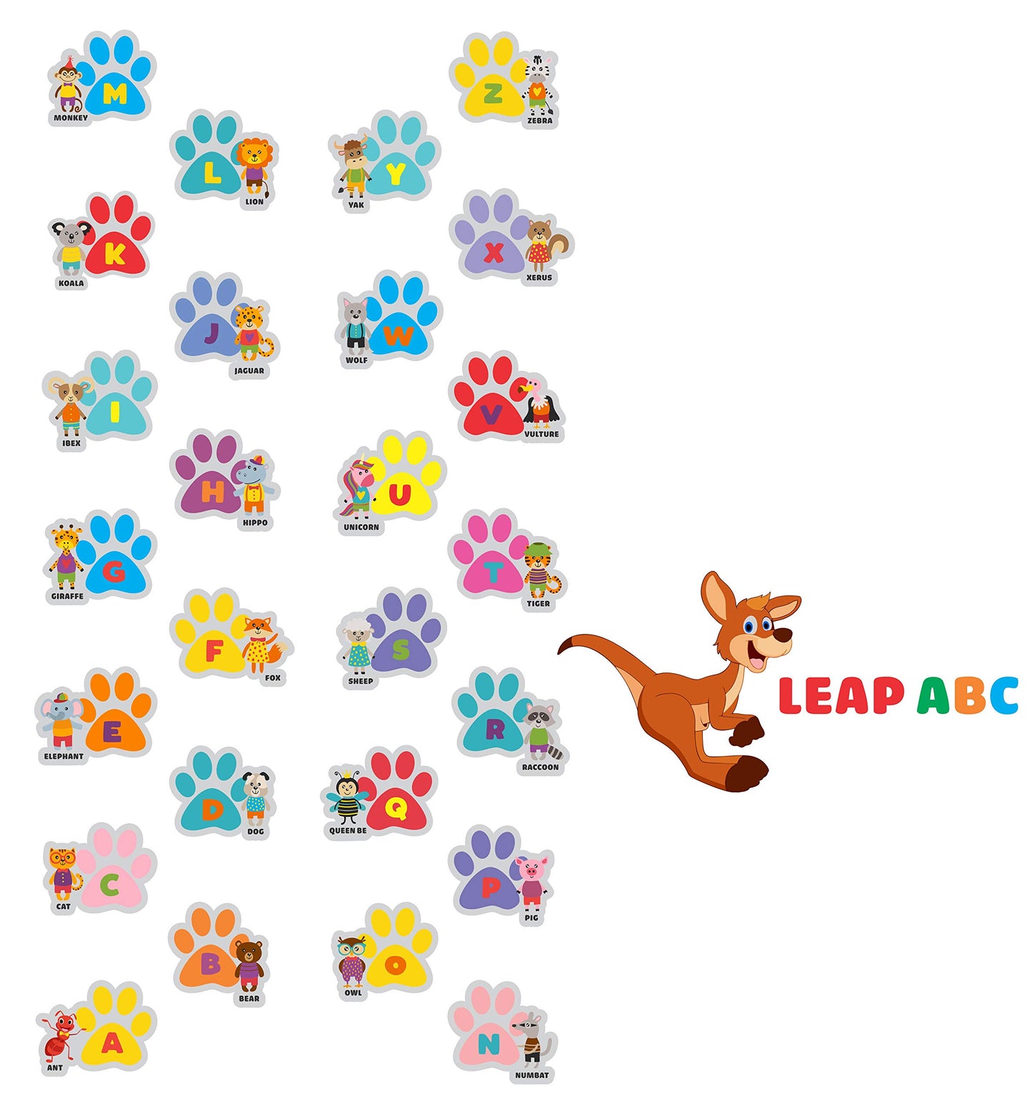 Classroom Decor Sensory Path Decals for Floor & Wall - Alphabet ABC Hop & Walk Footprint Hopscotch Floor Stickers for Boosting Gross Motor Skills