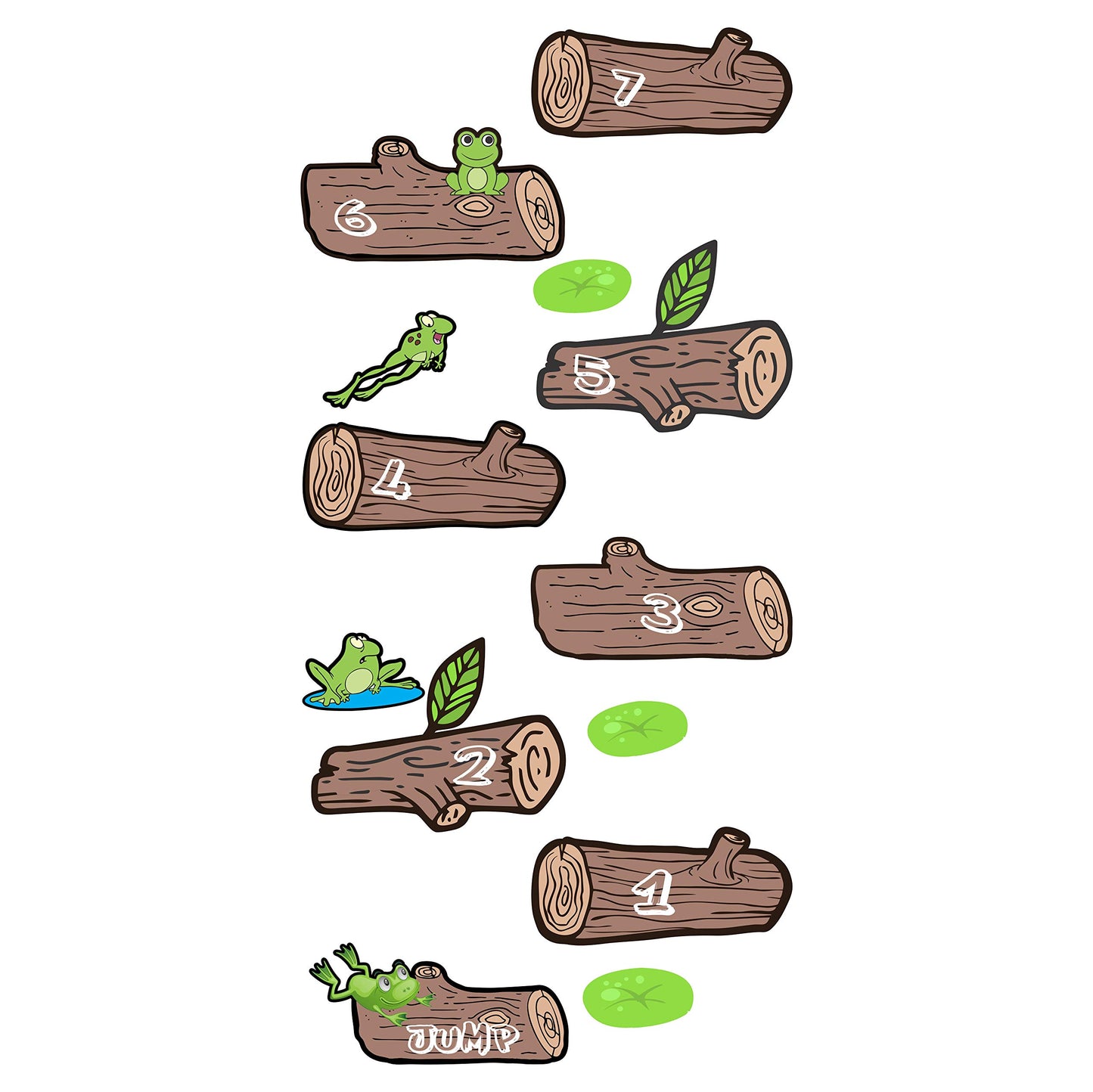 Classroom Decor Sensory Path Decals for Floor & Wall - Frog Hopping Game on Wooden Logs Hopscotch Floor Stickers for Boosting Gross Motor Skills