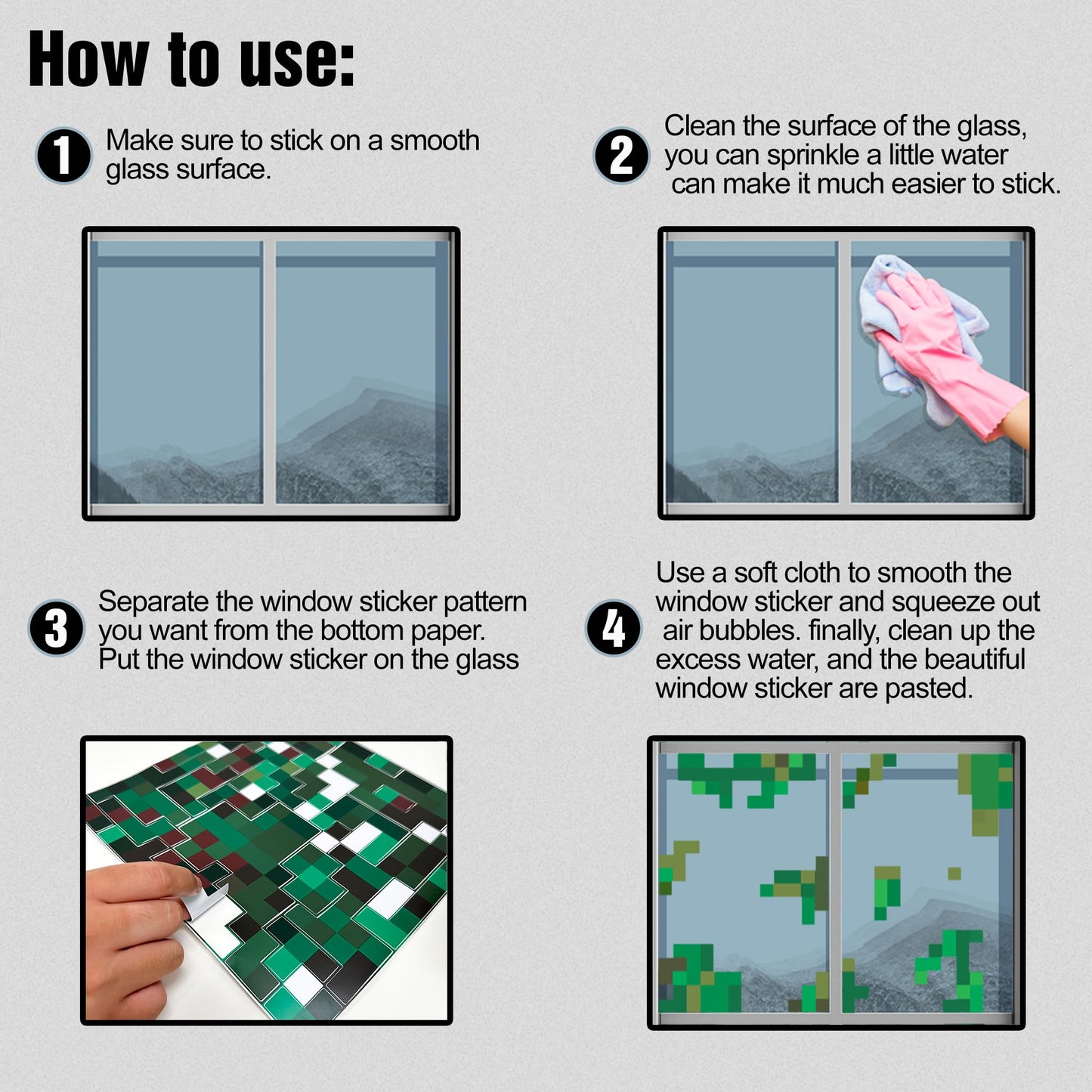 HK Studio Pixel Vines Sticker Aesthetic - Pixel Art for Dorm, Game Room Decor 12" x 12" Pack 4
