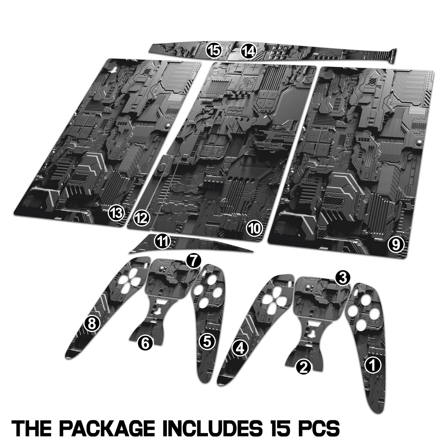 Skin Sticker for Game Console 5 Cover - Cyber Armor, Compatible with Both Disc Edition & Digital Edition (not Slim Ver) - 2 Controller Skins & Console Skin - No Bubble, Full Protection, Removable