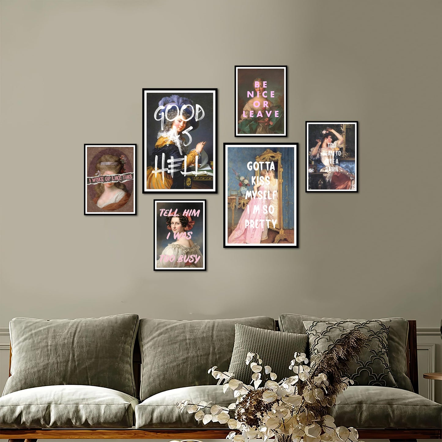 Vintage Victorian Decor Aesthetic Posters Pack 6 - Illusion Framed Dark Academia Decor, Dorm Decor, Hippie Room Decor Aesthetic