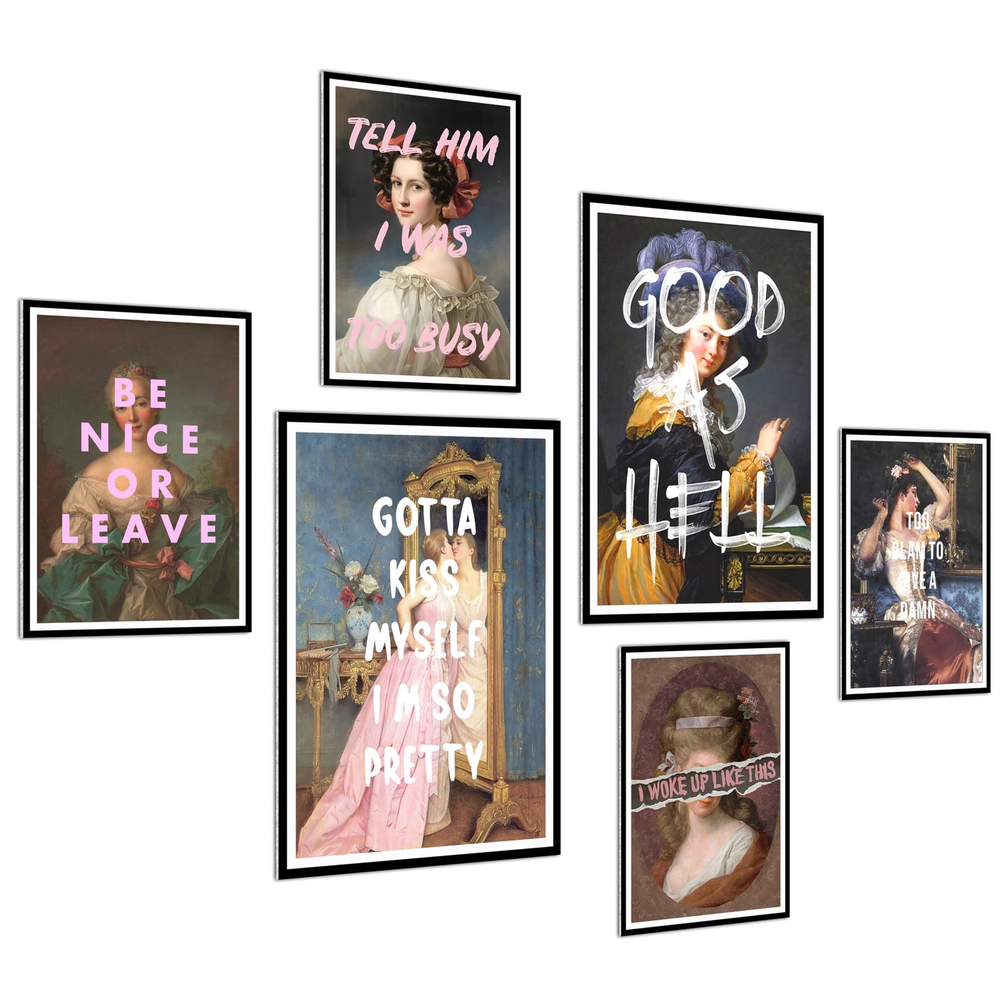 Vintage Victorian Decor Aesthetic Posters Pack 6 - Illusion Framed Dark Academia Decor, Dorm Decor, Hippie Room Decor Aesthetic
