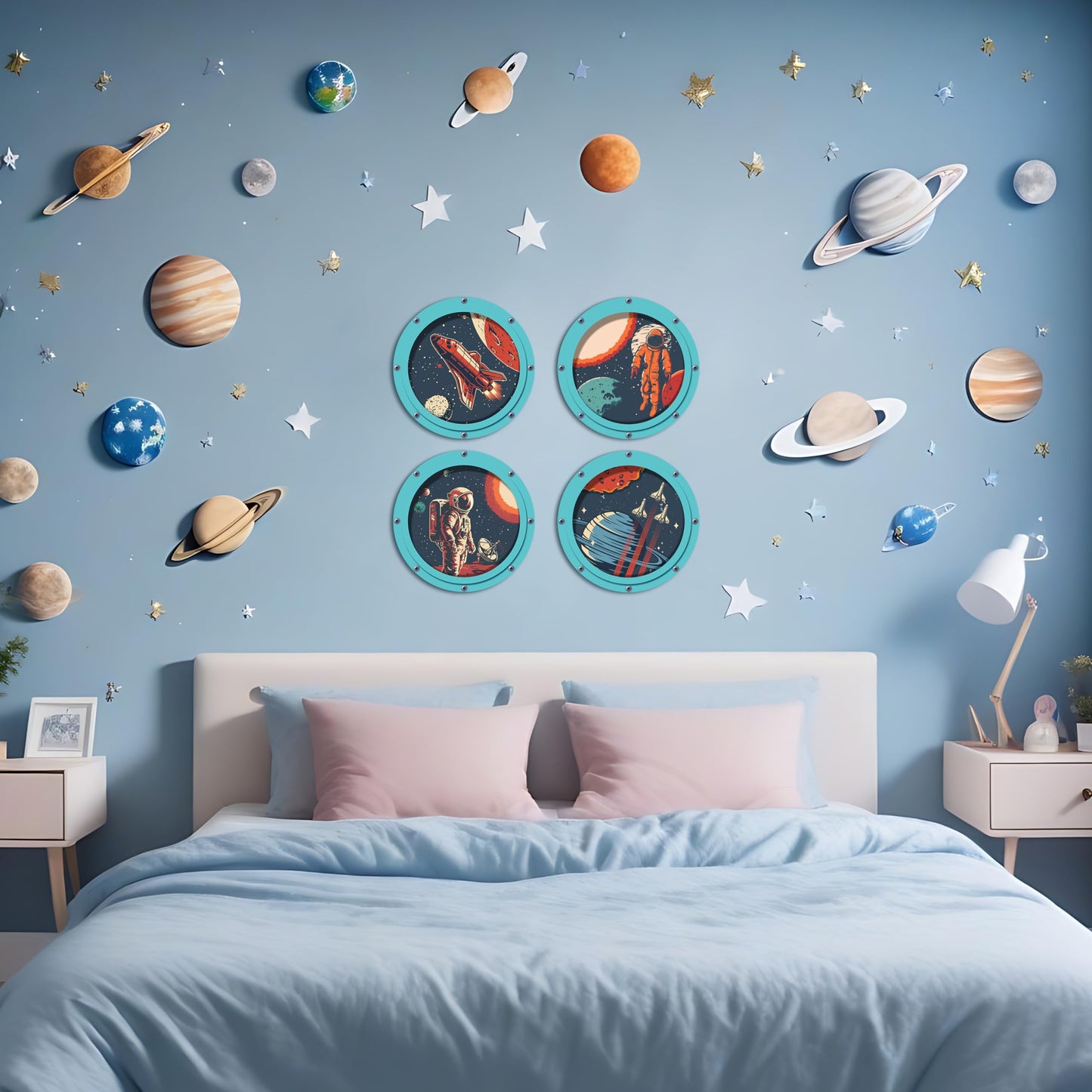HK Studio Vintage Space Decor Astronaut Posters - Spaceship Porthole, Space Decorations, Space Themed Bedroom Decor