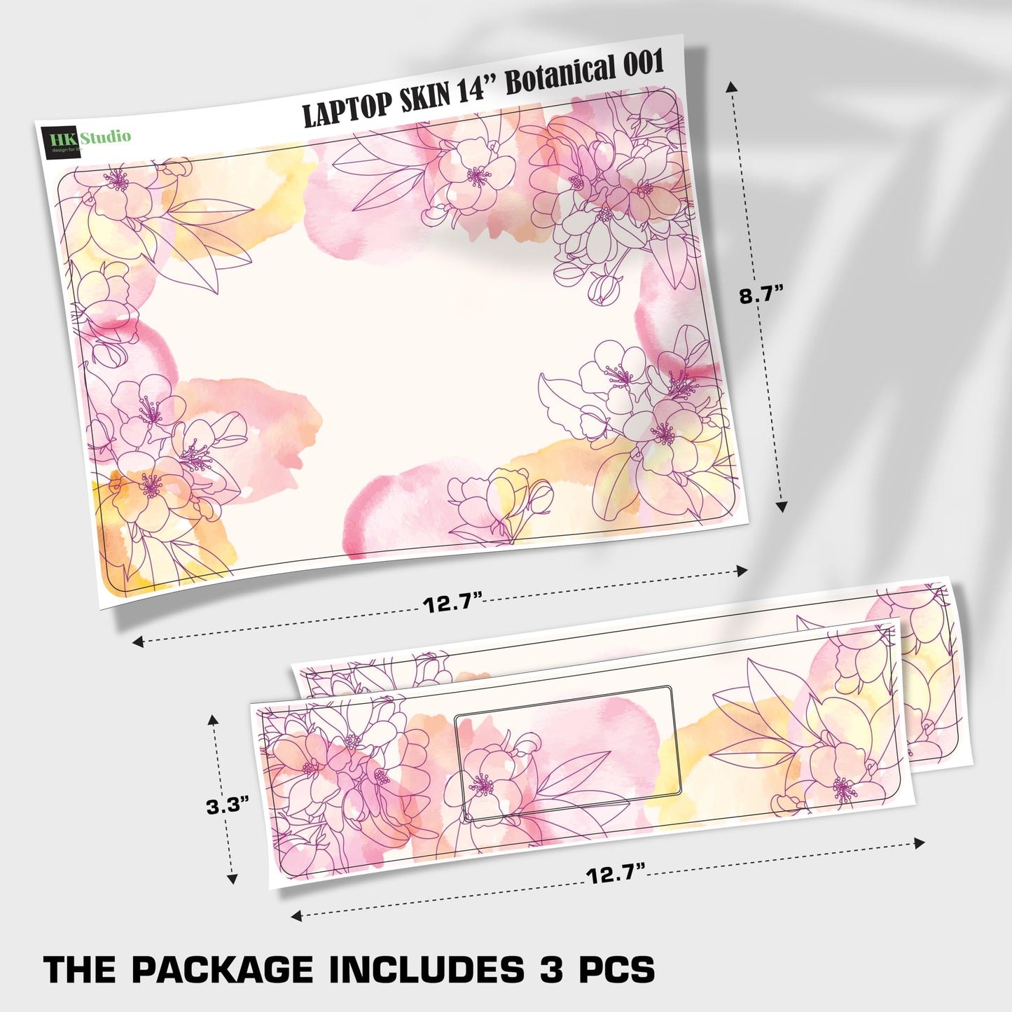 Laptop Skin Decal HP 14" - Botanical, Laptop Cover Sticker, No Cutting Required, No Bubble, Waterproof, Scratch Resistant - Including Wide Screen and Wrist Pad