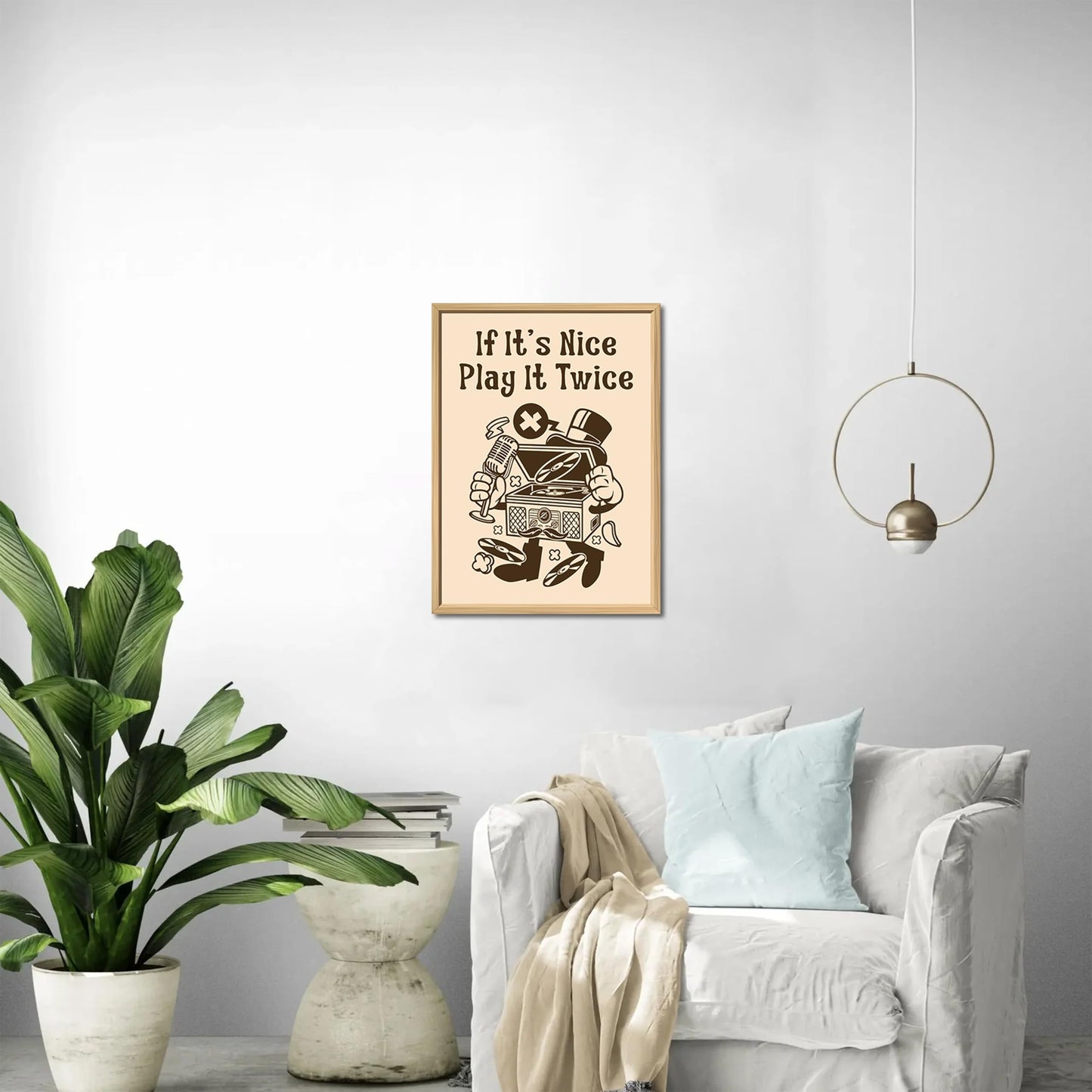 HK Studio Music Poster Vintage Room Decor 13" x 17" - If It's Nice Play It Twice for Dorm Decor, Teen Room Decor, Cozy Room Decor