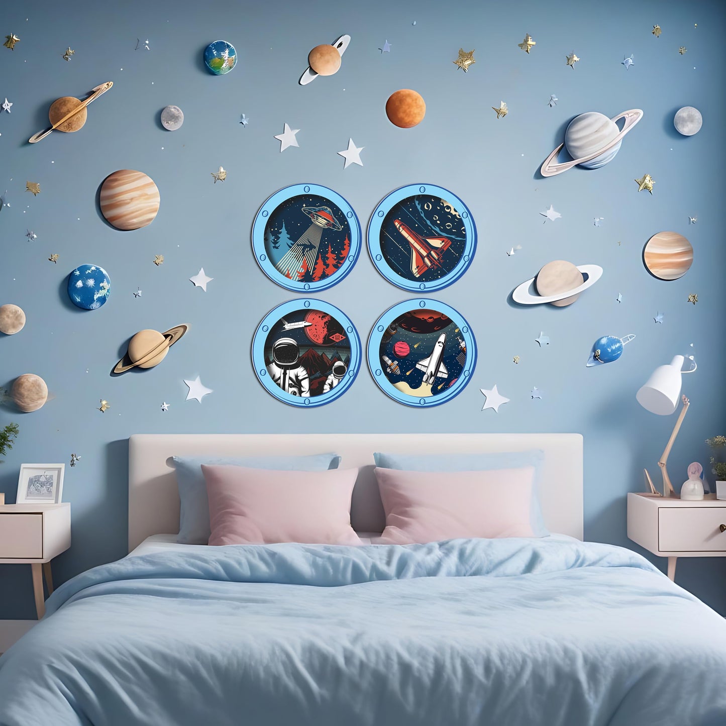 HK Studio Vintage Space Decor Astronaut Posters - Spaceship Porthole, Space Decorations, Space Themed Bedroom Decor