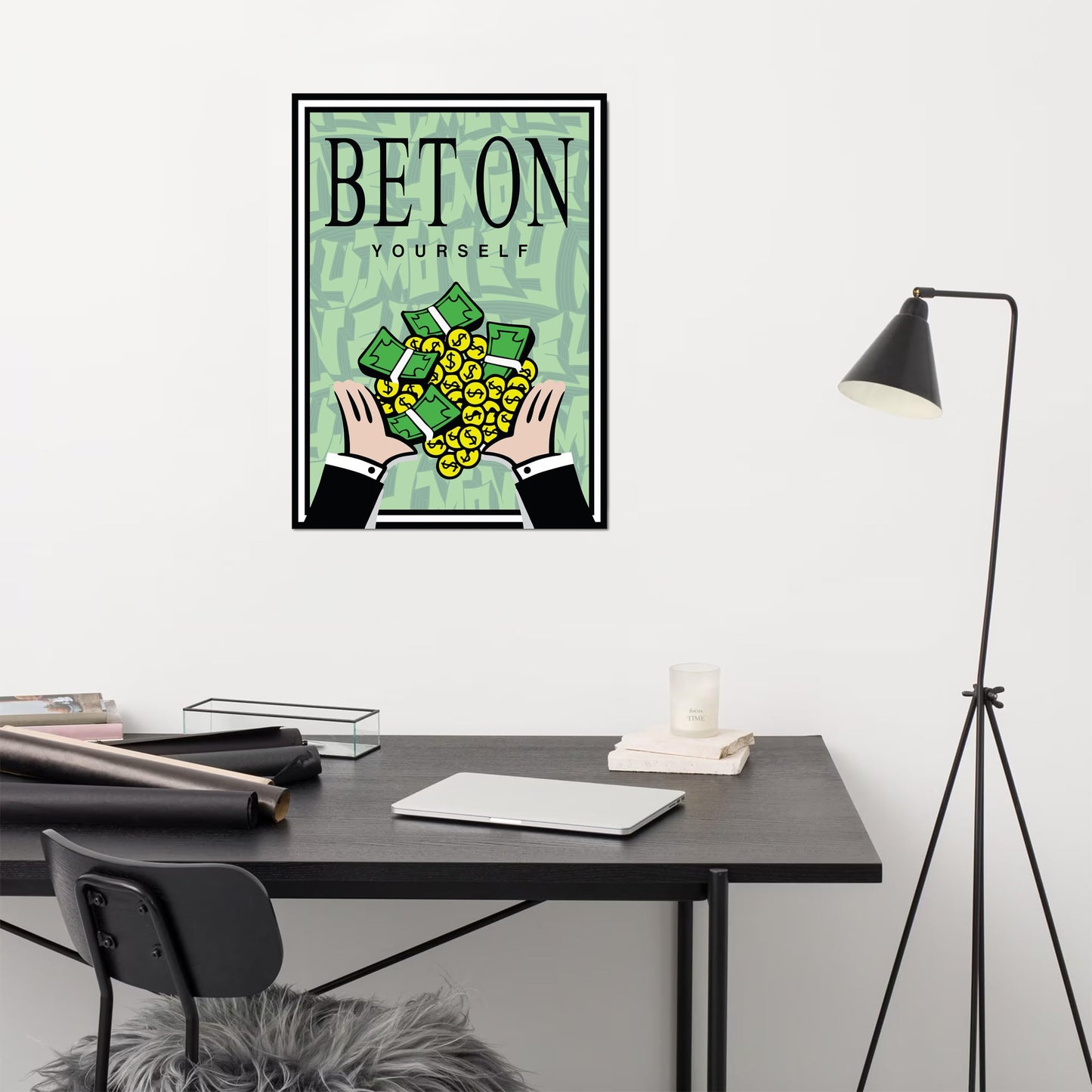 HK Studio Motivational Wall Decor Quote Posters 13" x 17" - Bet On Yourself Inspirational Wall Decor, Office Decor for Women, Dorm Decor, Men Room Decor