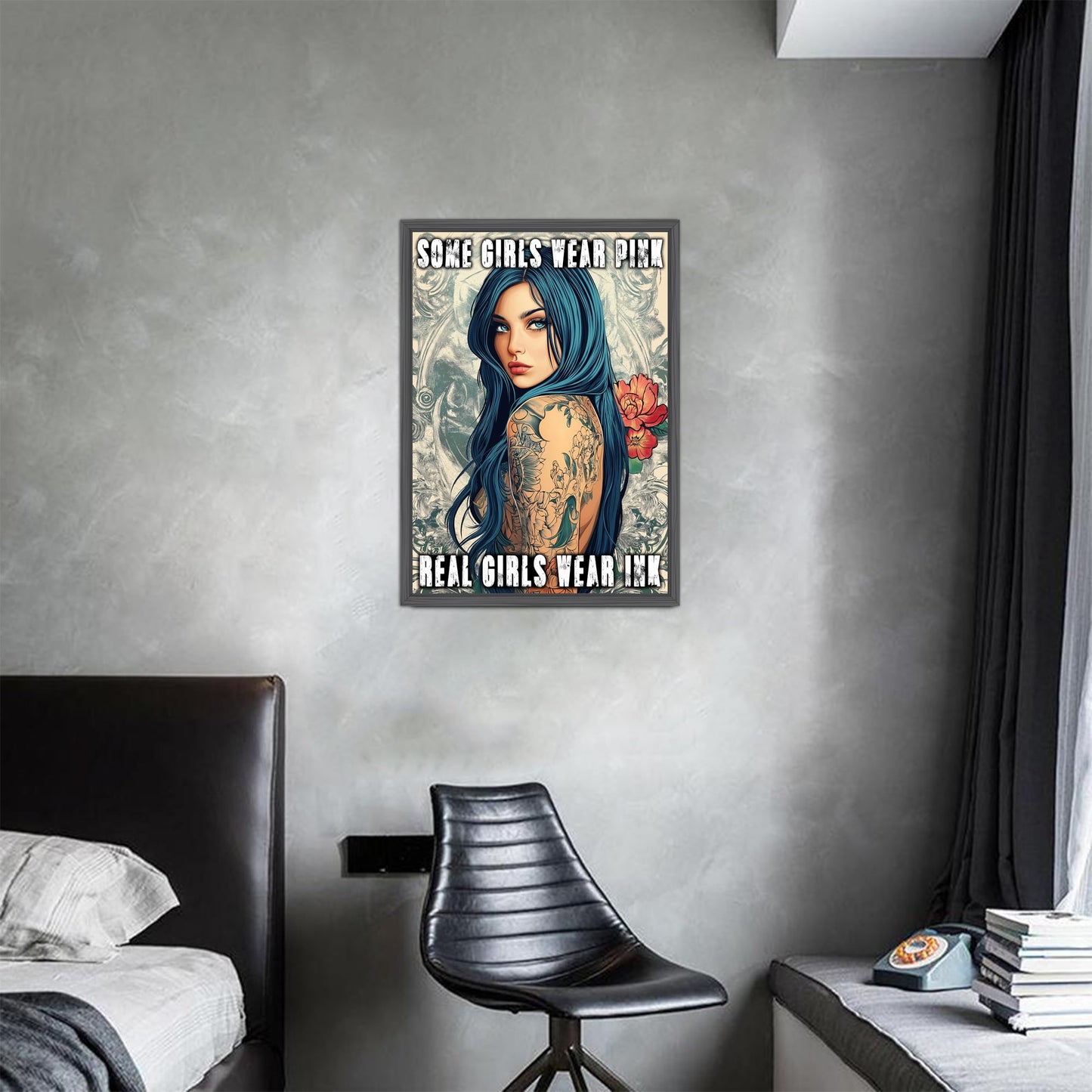 HK Studio Tattoo Decor Vintage Wall Art - Real Girls Wear Ink Tattoo Shop Decor, Tattoo Wall Art