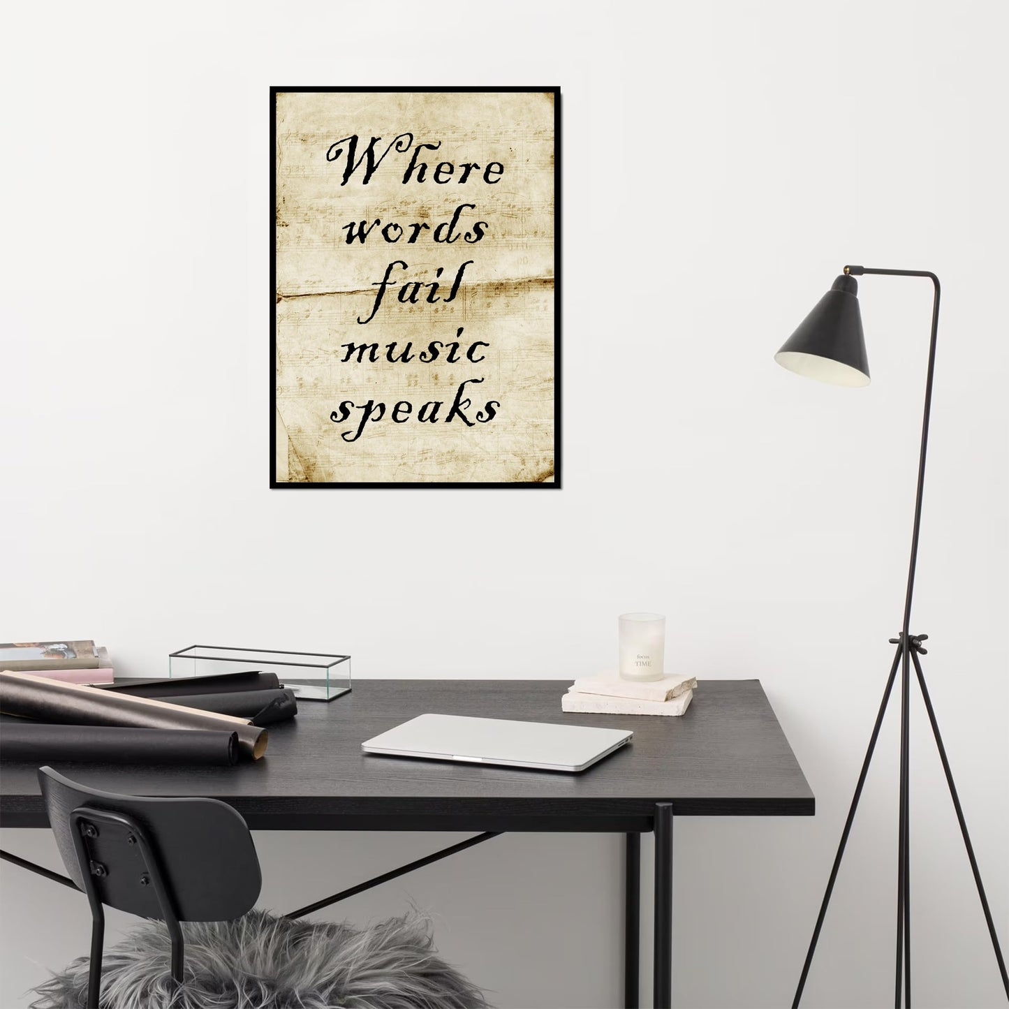 HK Studio Music Poster Vintage Room Decor 13" x 17" - Where Words Fail Music Speaks for Dorm Decor, Teen Room Decor, Cozy Room Decor