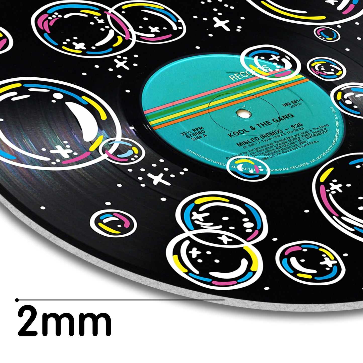 HK Studio Records Wall Decor Hippie Aesthetic 12" Pack 4 - for Dorm, Bedroom, Teen Room Decor - PVC (not Vinyl) Room Decor Aesthetic, Room Decor Y2K