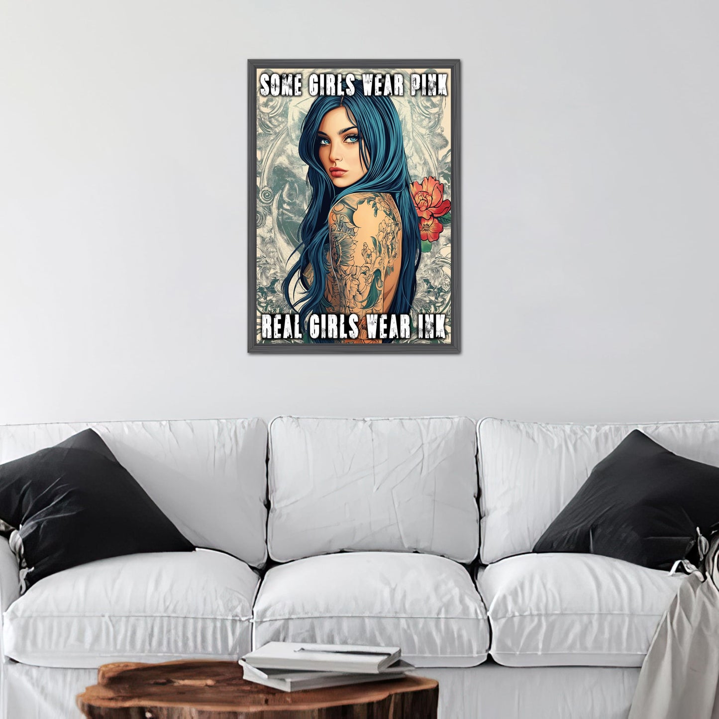 HK Studio Tattoo Decor Vintage Wall Art - Real Girls Wear Ink Tattoo Shop Decor, Tattoo Wall Art