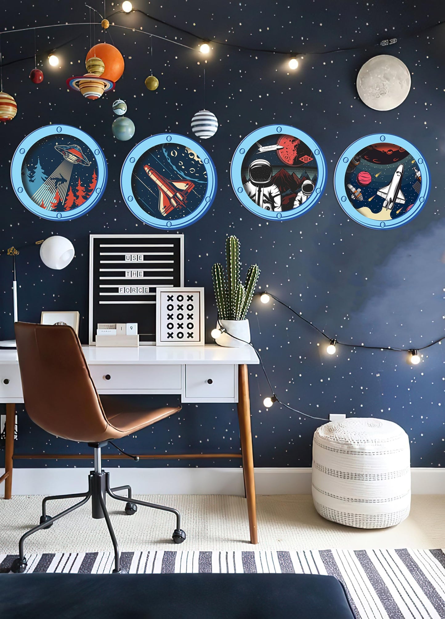 HK Studio Vintage Space Decor Astronaut Posters - Spaceship Porthole, Space Decorations, Space Themed Bedroom Decor