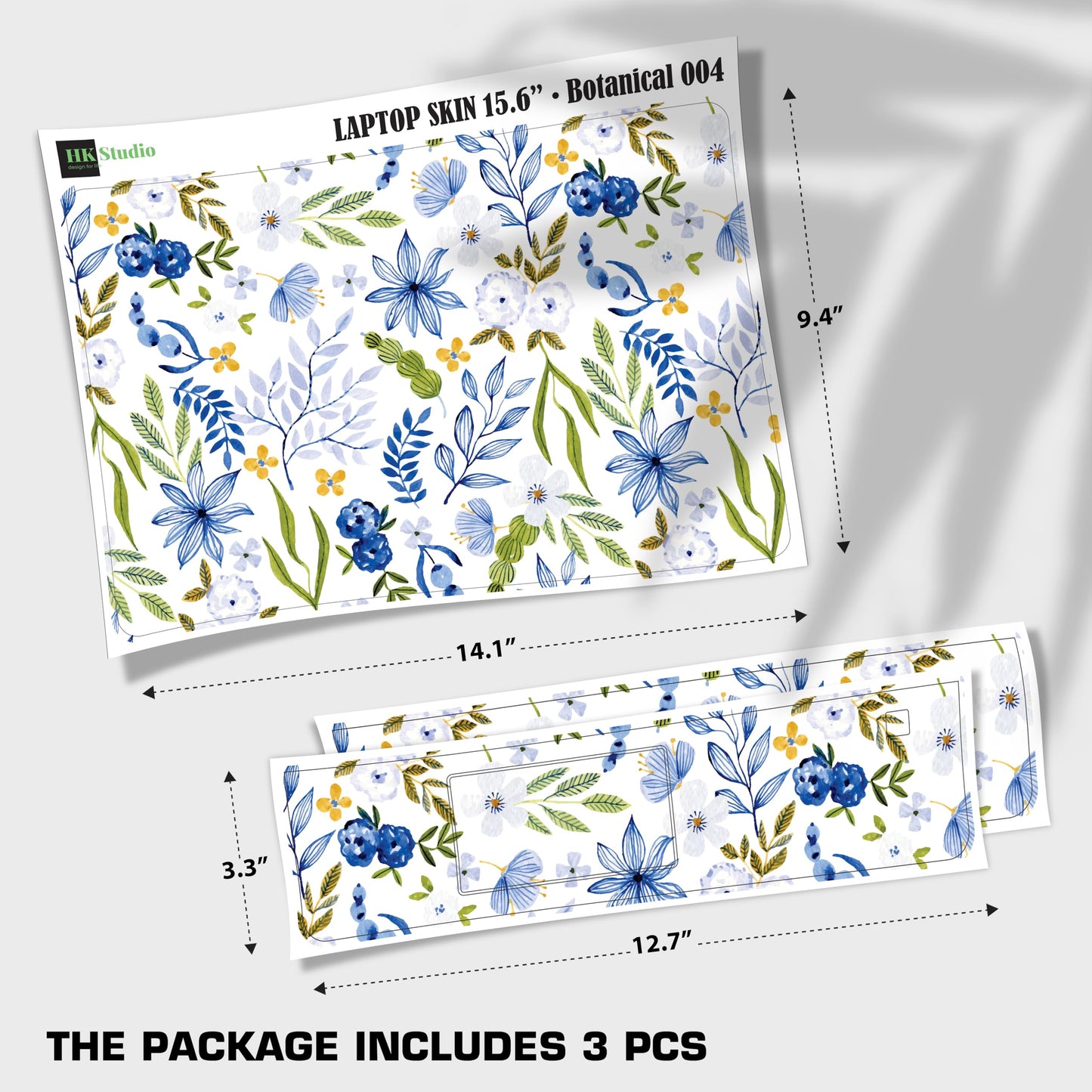 Laptop Skin Decal HP 15.6" - Botanical, Laptop Cover Sticker, No Cutting Required, No Bubble, Waterproof, Scratch Resistant - Including Wide Screen and Wrist Pad