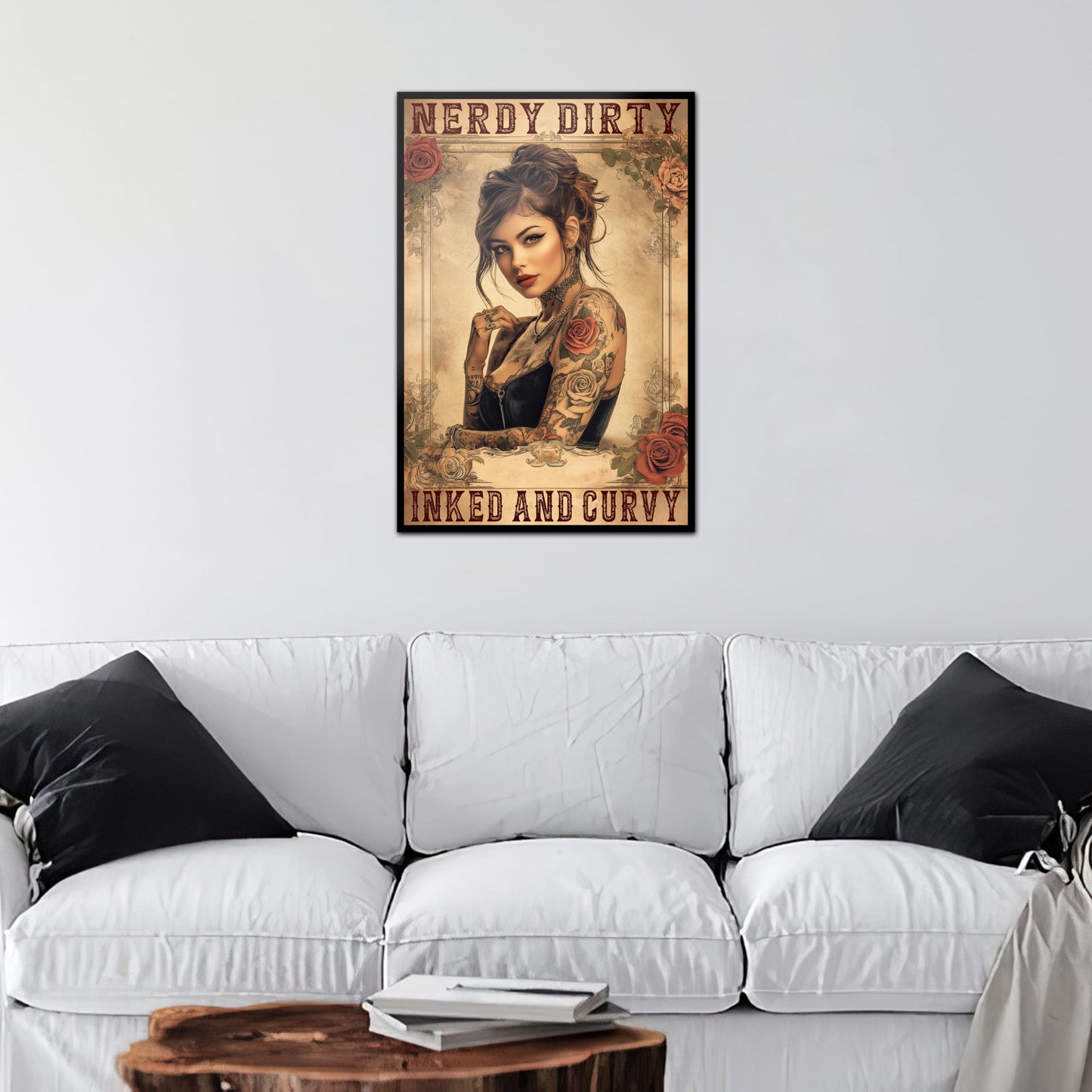 HK Studio Tattoo Decor Vintage Wall Art - Inked and Curvy Tattoo Shop Decor, Tattoo Wall Art
