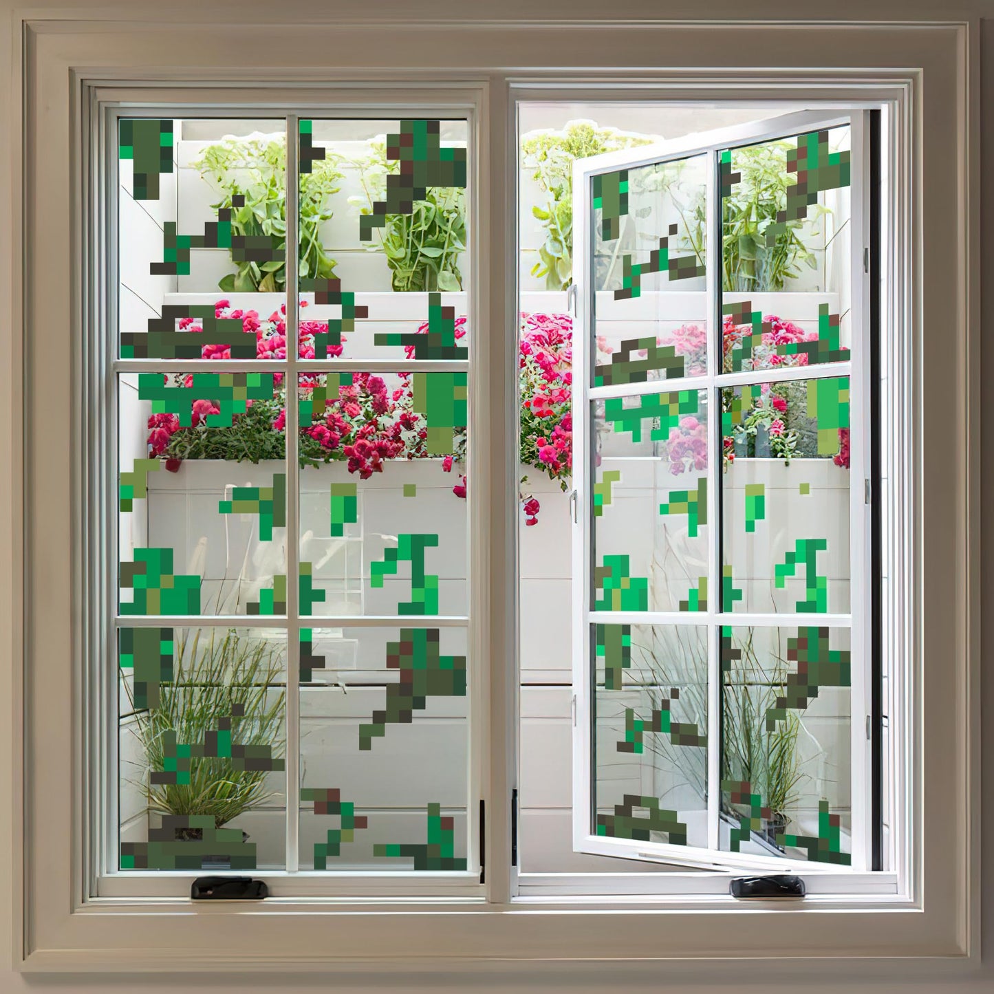HK Studio Pixel Vines Sticker Aesthetic - Pixel Art for Dorm, Game Room Decor 12" x 12" Pack 4