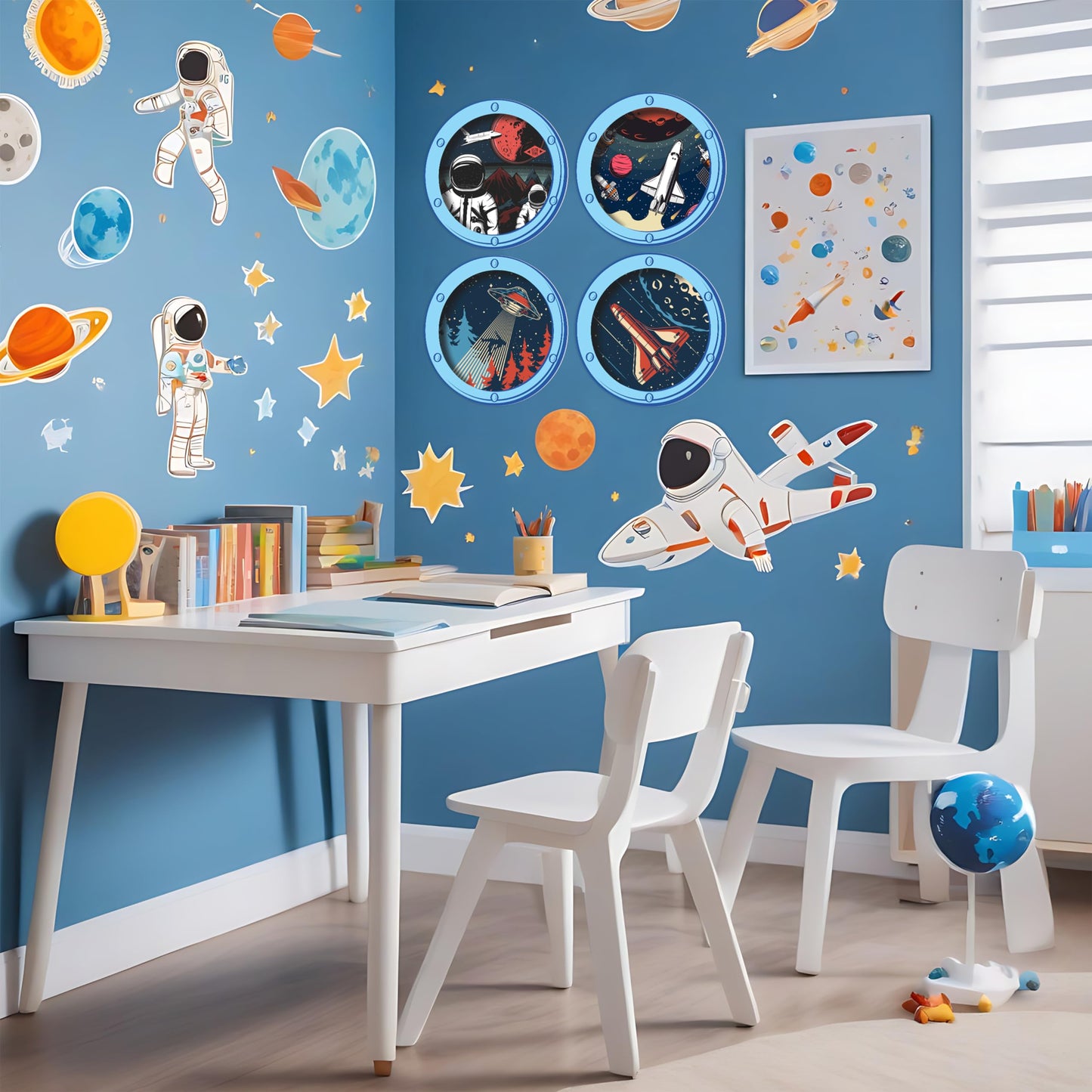 HK Studio Vintage Space Decor Astronaut Posters - Spaceship Porthole, Space Decorations, Space Themed Bedroom Decor