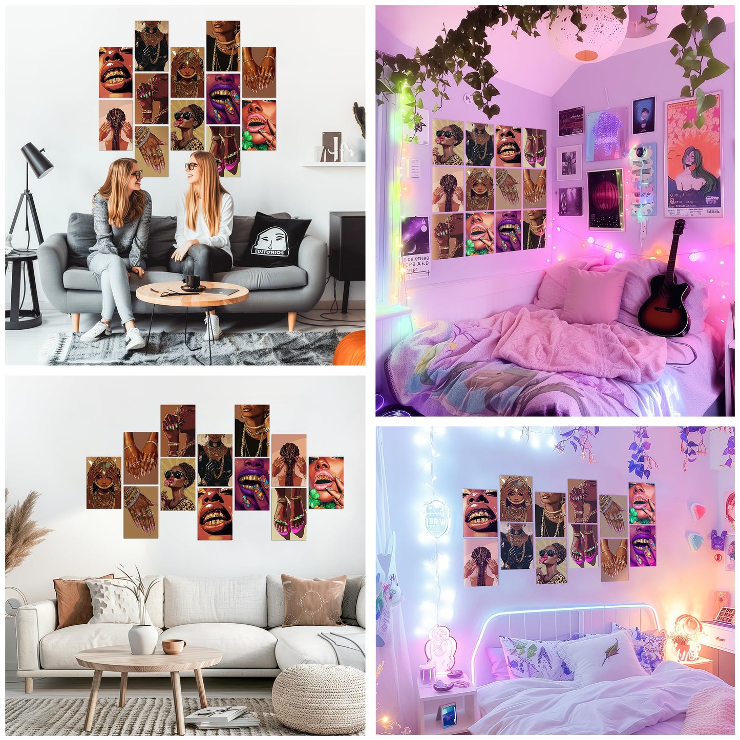 HK Studio African American Wall Art Posters 8" x 12" Pack 12 - Black Girl Wall Art, Black Woman Wall Art for Dorm Decor, Aesthetic Room Decor, Living Room Decor