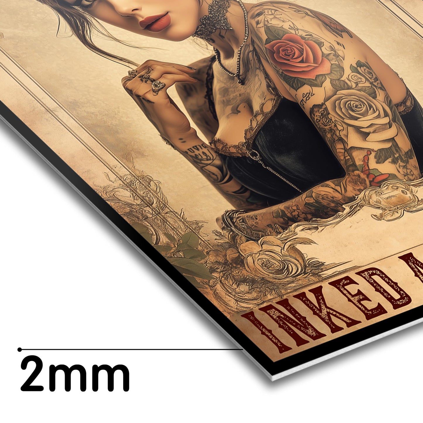 HK Studio Tattoo Decor Vintage Wall Art - Inked and Curvy Tattoo Shop Decor, Tattoo Wall Art