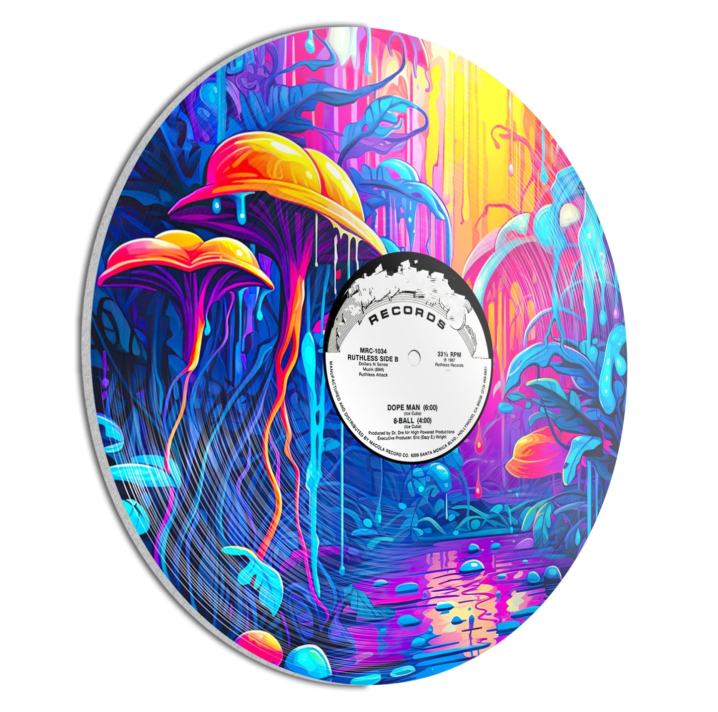 HK Studio Records Wall Decor Hippie Aesthetic 12" Pack 4 - for Dorm, Bedroom, Teen Room Decor - PVC (not Vinyl) Room Decor Aesthetic, Room Decor Y2K