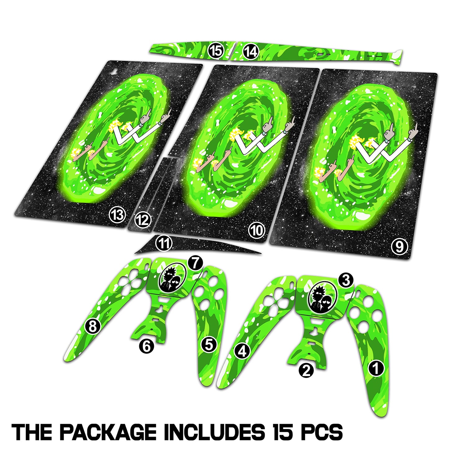 Skin Sticker for Game Console 5 Cover - Funny Portal, Compatible with Both Disc Edition & Digital Edition (not Slim Ver) - 2 Controller Skins & Console Skin - No Bubble, Full Protection, Removable