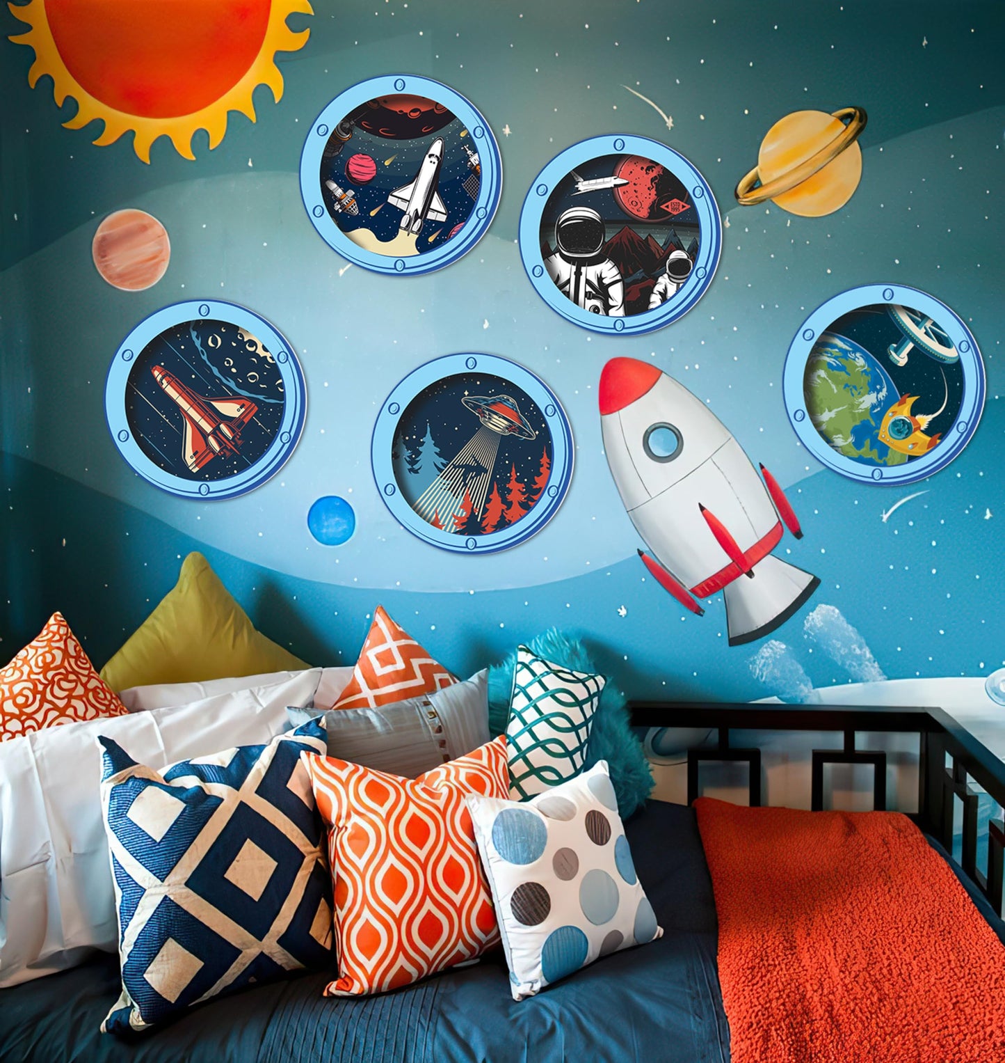HK Studio Vintage Space Decor Astronaut Posters - Spaceship Porthole, Space Decorations, Space Themed Bedroom Decor
