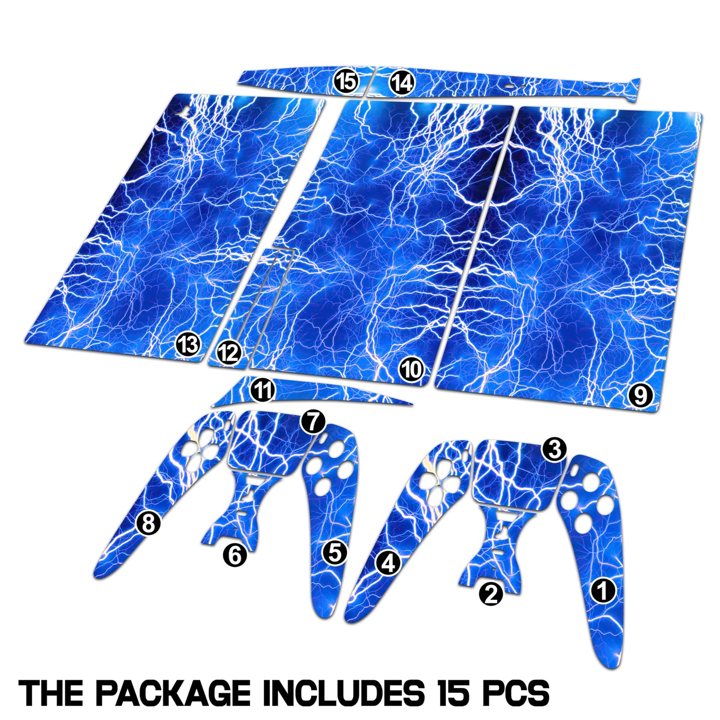 Skin Sticker for Game Console 5 Cover - High Voltage, Compatible with Both Disc Edition & Digital Edition (not Slim Ver) - 2 Controller Skins & Console Skin - No Bubble, Full Protection, Removable