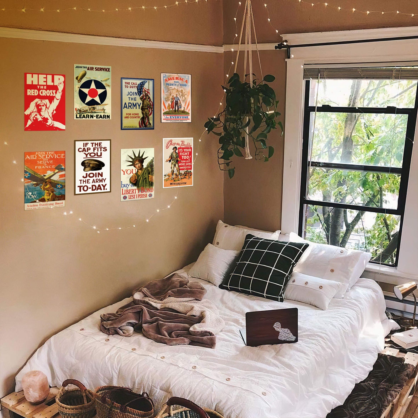 HK Studio WW1 Vintage Posters Decal - WW1 Propaganda Posters for Bedroom, Pub, Bar - WWI Retro Poster for Man Cave - Vintage WW1 Recruitment Posters - WWI Vintage Wall Art - Pack 12