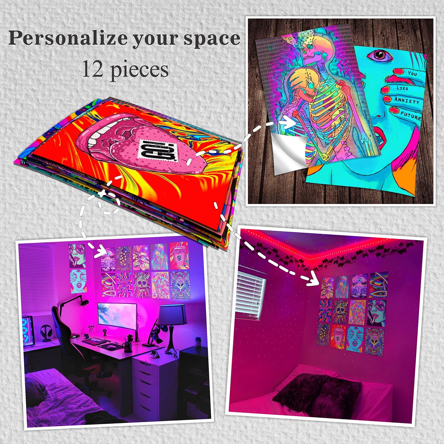 HK Studio Hippie Room Decor Posters - Hippie Decor, Hippie Wall Decor