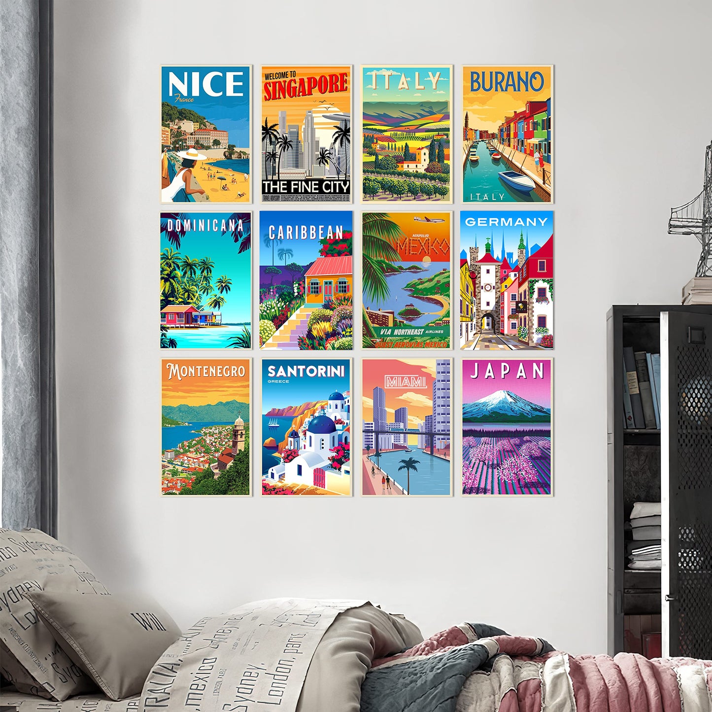 HK Studio Travel Decor City Wall Art - Travel Wall Art, Vintage Travel Posters