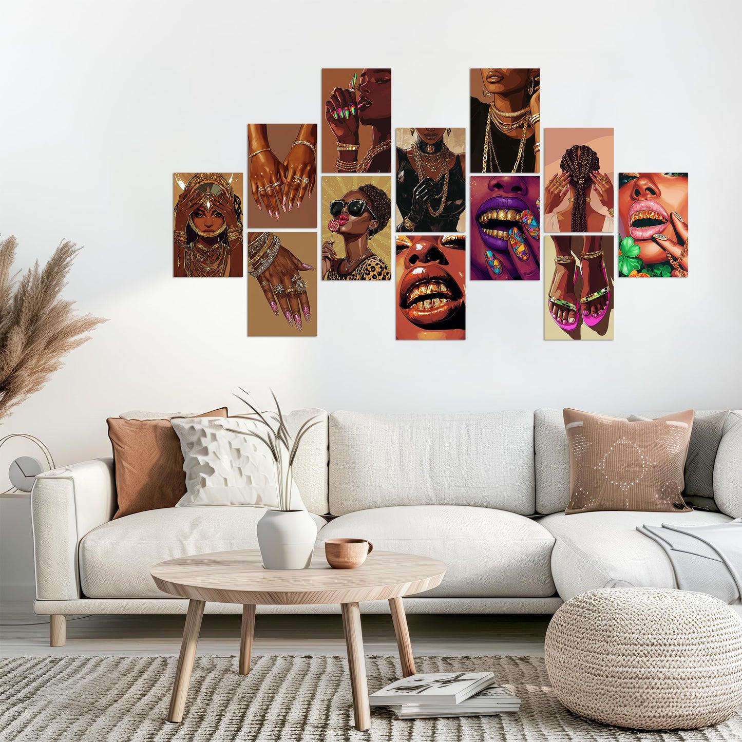 HK Studio African American Wall Art Posters 8" x 12" Pack 12 - Black Girl Wall Art, Black Woman Wall Art for Dorm Decor, Aesthetic Room Decor, Living Room Decor