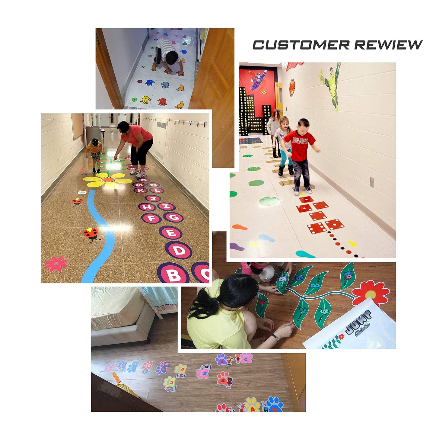 Classroom Decor Sensory Path Decals for Floor & Wall - Frog Hopping Game on Wooden Logs Hopscotch Floor Stickers for Boosting Gross Motor Skills