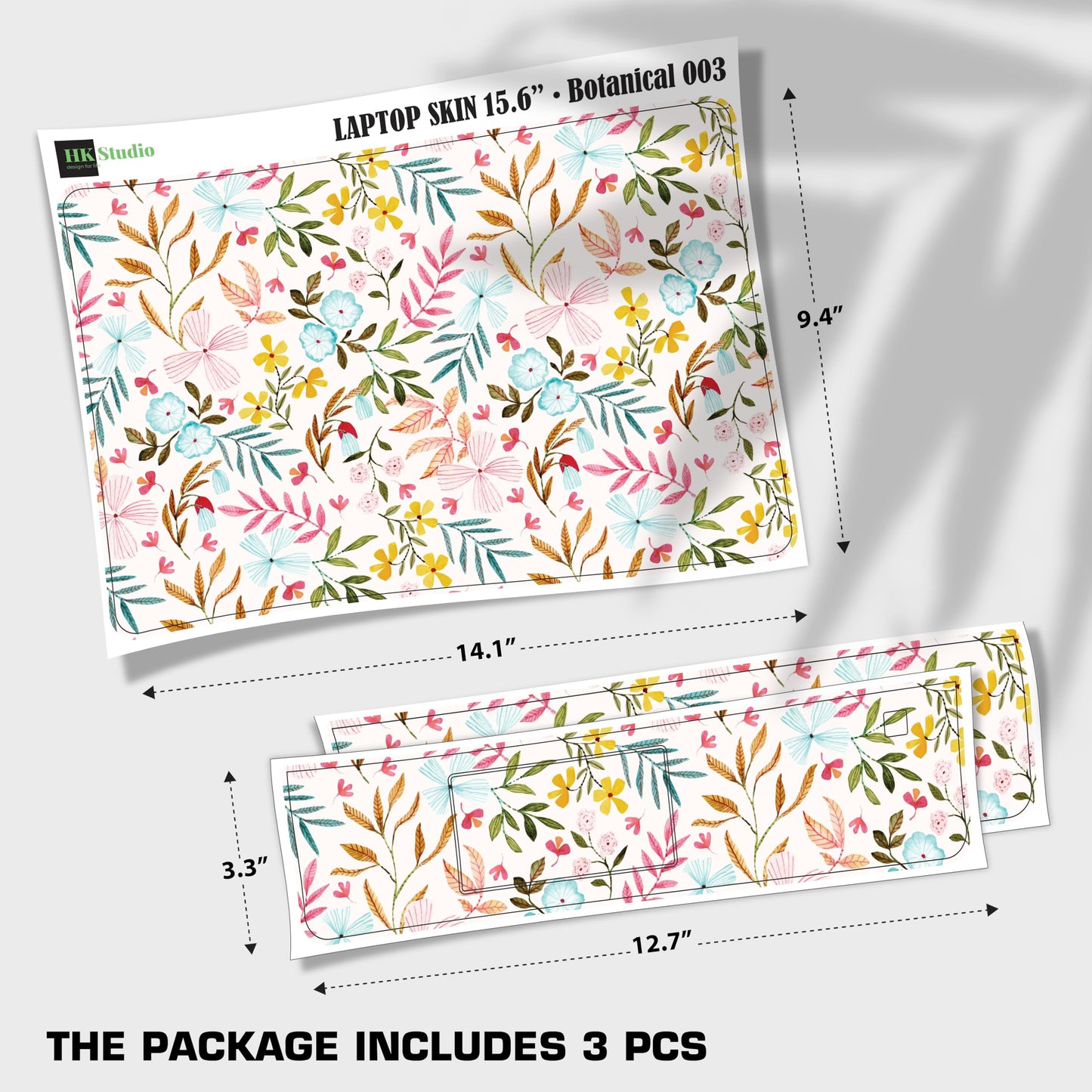 Laptop Skin Decal HP 15.6" - Botanical, Laptop Cover Sticker, No Cutting Required, No Bubble, Waterproof, Scratch Resistant - Including Wide Screen and Wrist Pad