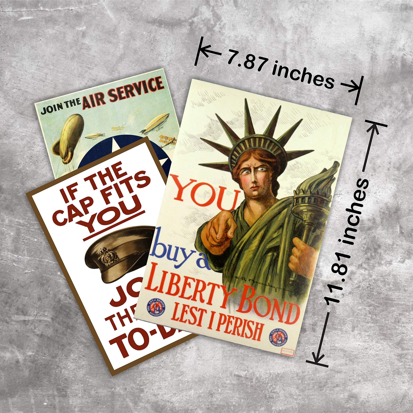 HK Studio WW1 Vintage Posters Decal - WW1 Propaganda Posters for Bedroom, Pub, Bar - WWI Retro Poster for Man Cave - Vintage WW1 Recruitment Posters - WWI Vintage Wall Art - Pack 12