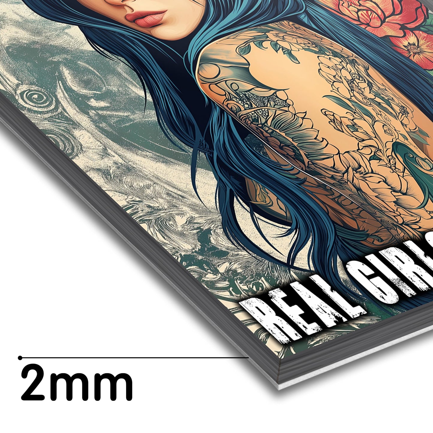HK Studio Tattoo Decor Vintage Wall Art - Real Girls Wear Ink Tattoo Shop Decor, Tattoo Wall Art