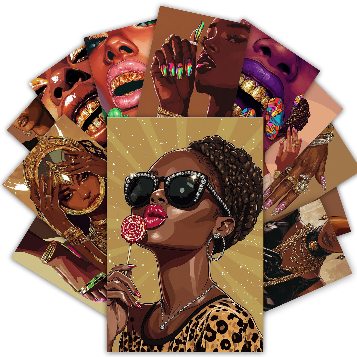 HK Studio African American Wall Art Posters 8" x 12" Pack 12 - Black Girl Wall Art, Black Woman Wall Art for Dorm Decor, Aesthetic Room Decor, Living Room Decor