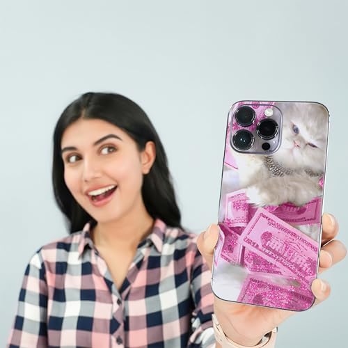 Skin Decal for iPhone 14 Pro Max - Pink Money Cat