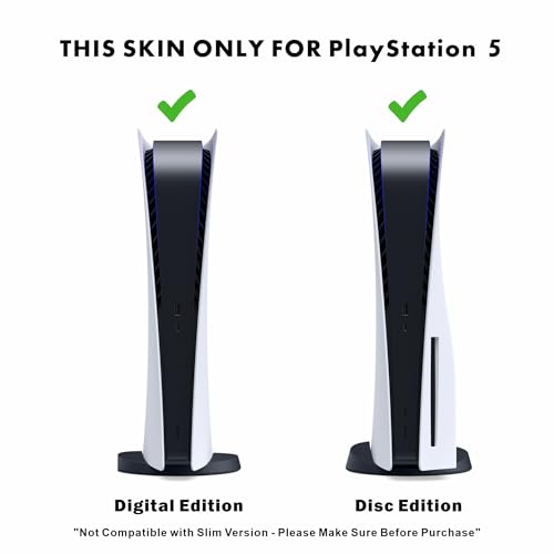 HK Studio Meta Wave Decal Sticker Skin Specific Cover for Both PS5 Disc Edition and Digital Edition - Waterproof, No Bubble, Including 2 Controller Skins and Console Skin