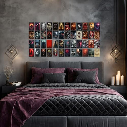 HK Studio Gothic Decor - Halloween Gothic Wall Decor, Unframed 48 Pcs 4" x 6"